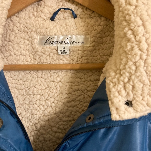 Women's Kenneth Cole Quilted Winter Jacket Faux Shearling Lined Blue Size M Snow - Picture 3 of 17
